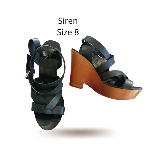 Siren black leather platforms,  size 8 shoes