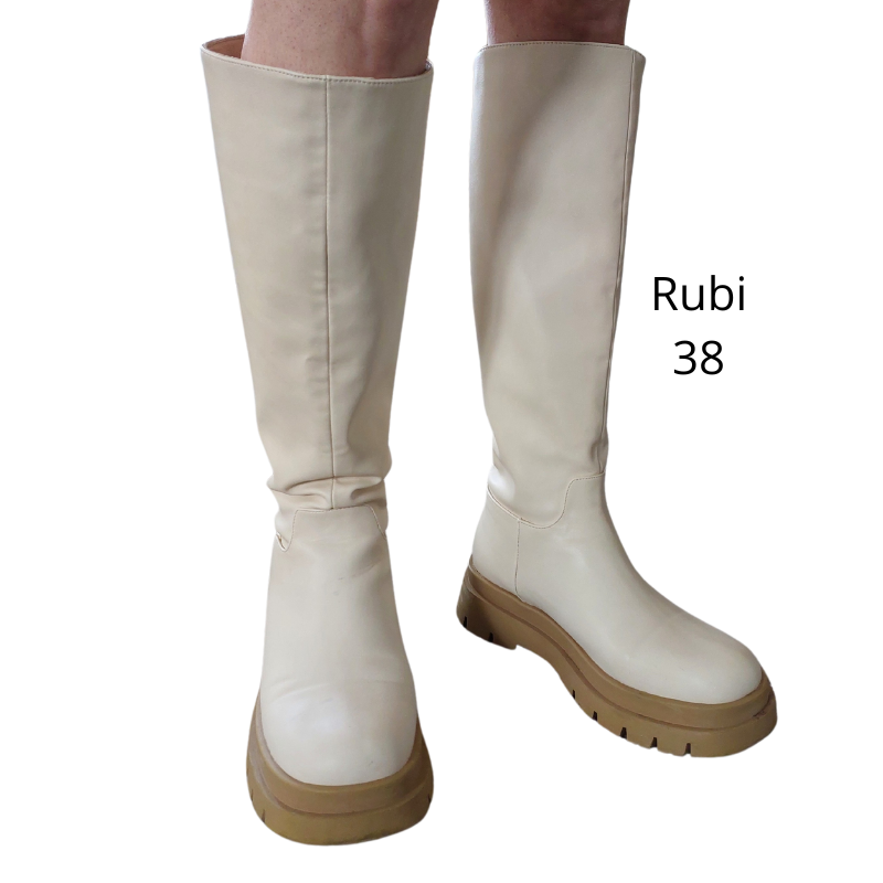 Cream pu leather GOGO boots, size 38/7-HIRE