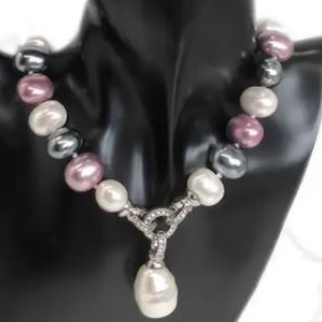 NEW Pearl Necklace with detachable pendant, 44cm, choice of colours