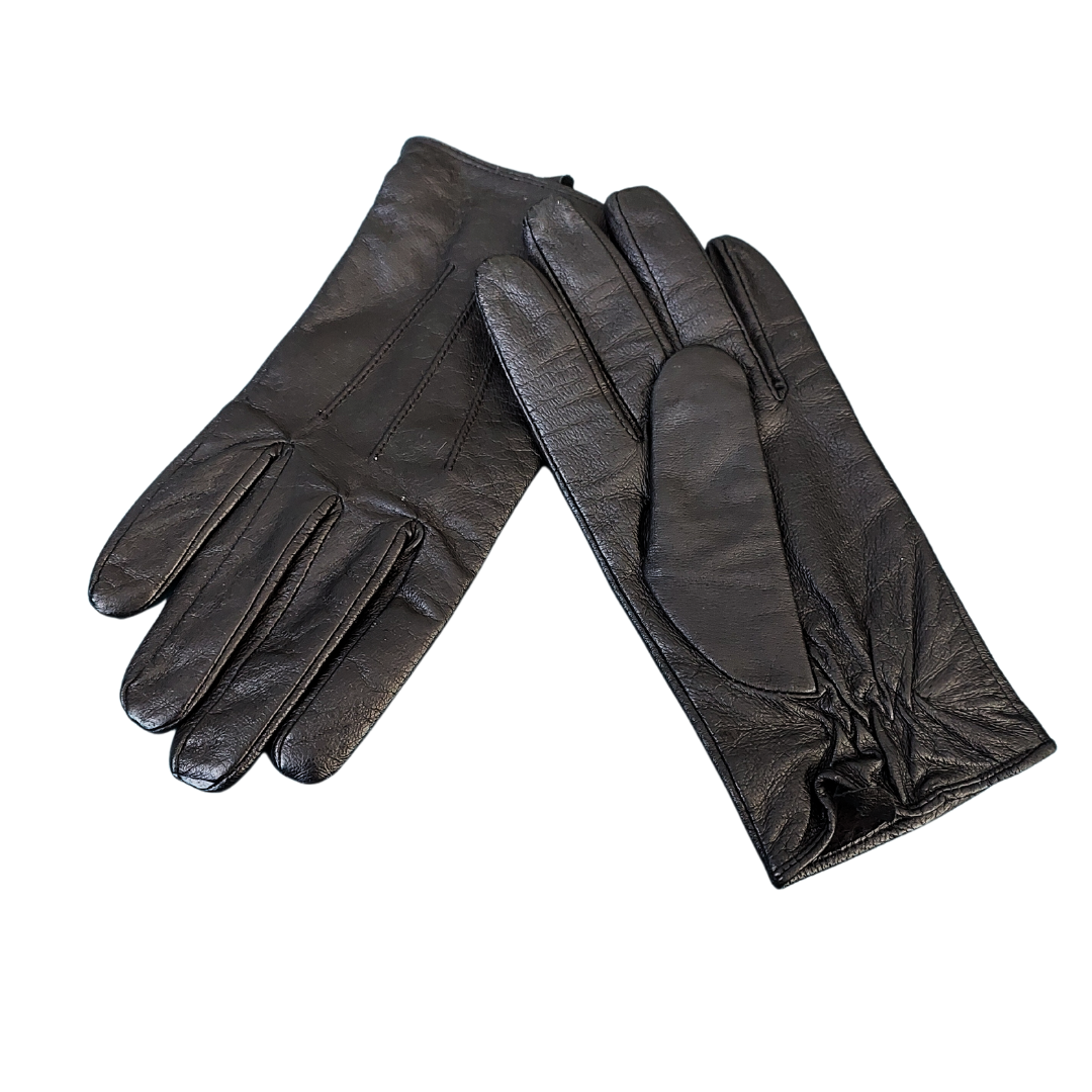 Black leather gloves, size small