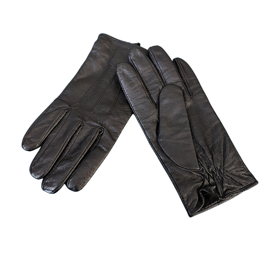 Black leather gloves, small hands