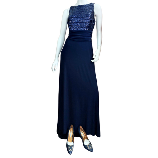 Ralph Lauren navy sequin formal/ball dress, size 12