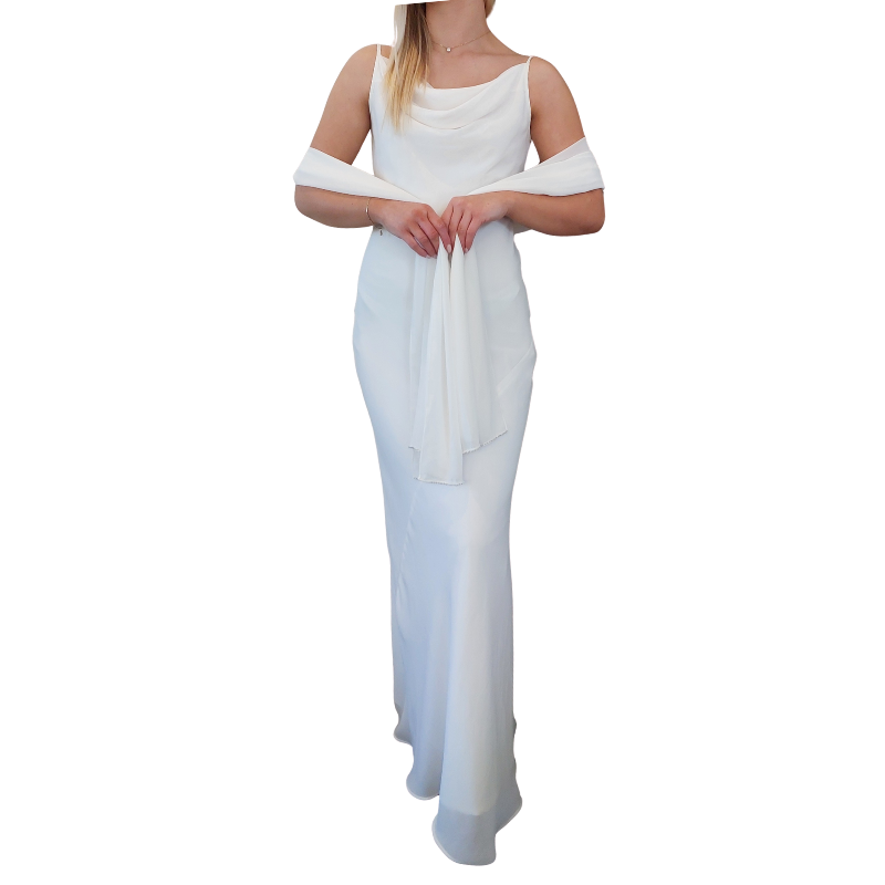 Ivory/white silky slip dress, size 10-12
