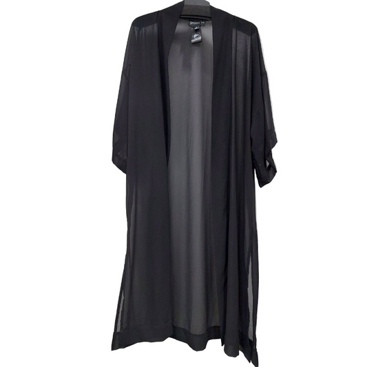 Jaclyn M Designer black chiffon long layering coat, size 10-12-14