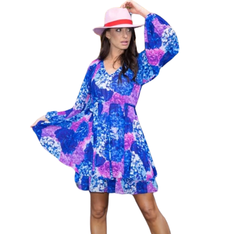 NEW Augustine blue hydrangea floral dress, size S/10