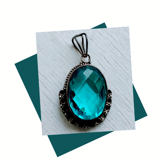 Blue Quartz Crystal, Silver Pendant, choice of two styles