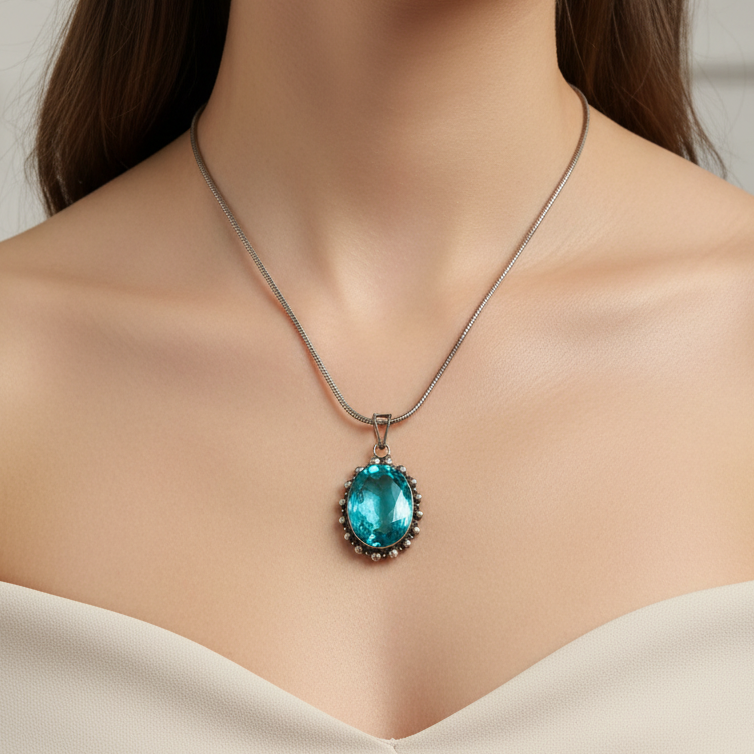Blue Quartz Crystal, Silver Pendant, choice of two styles
