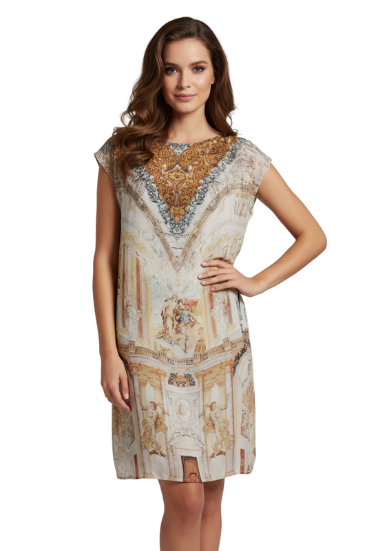 Repertoire Greek Mythology Print Dress, size 2, 10/12