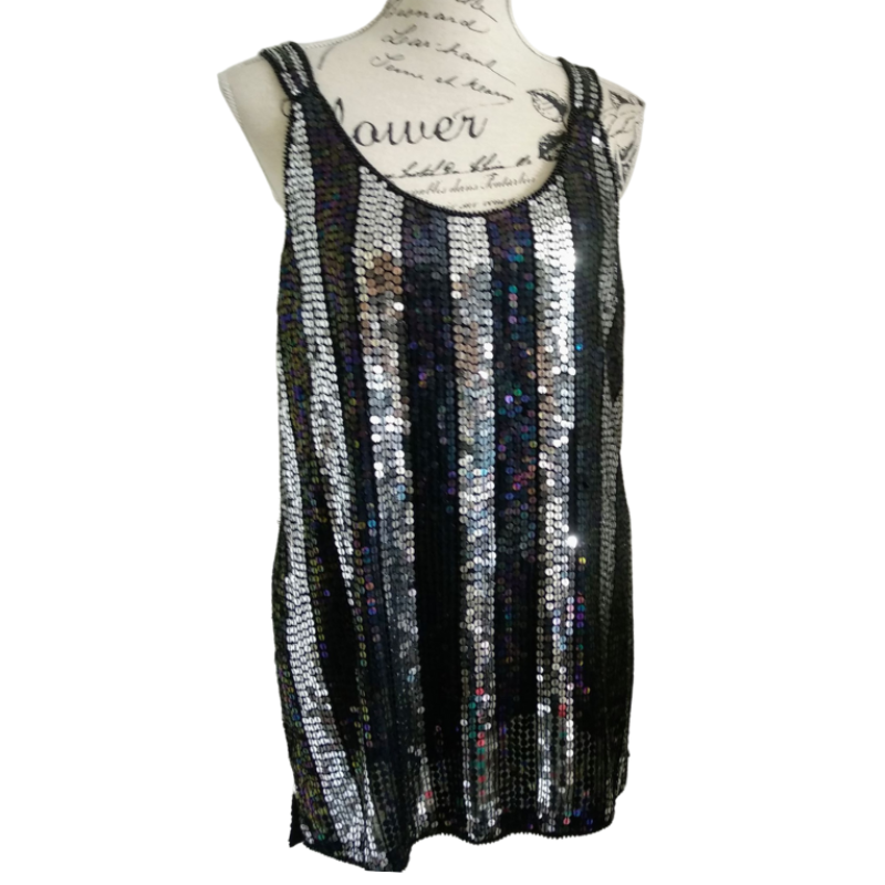 Sportsgirl silver & black sequin top/dress size 12