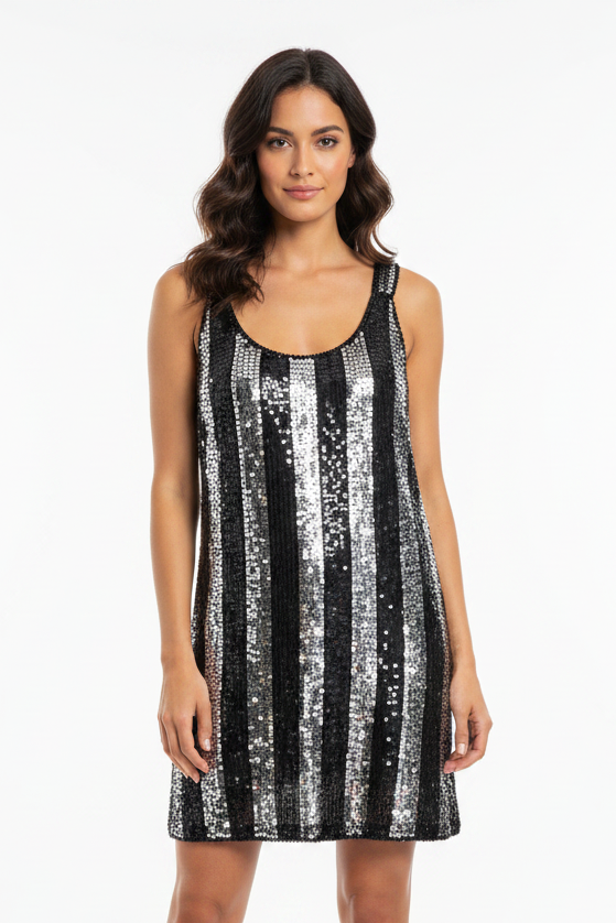 Sportsgirl silver & black sequin top size 12