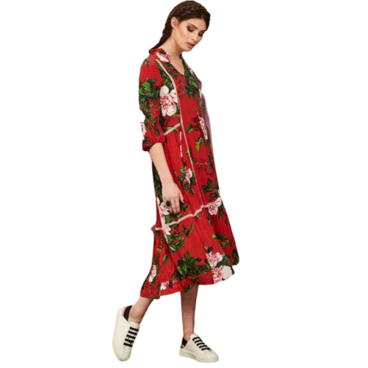 Curate Laddering Crows red floral dress, size S,  10/12, rent Only