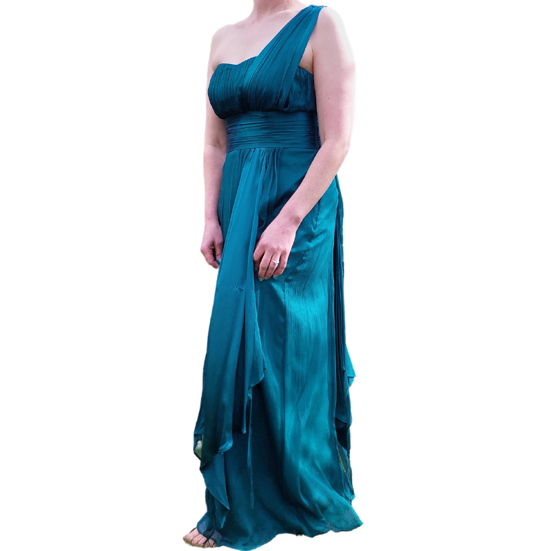 Monsoon emerald green silk formal ball dress size 12