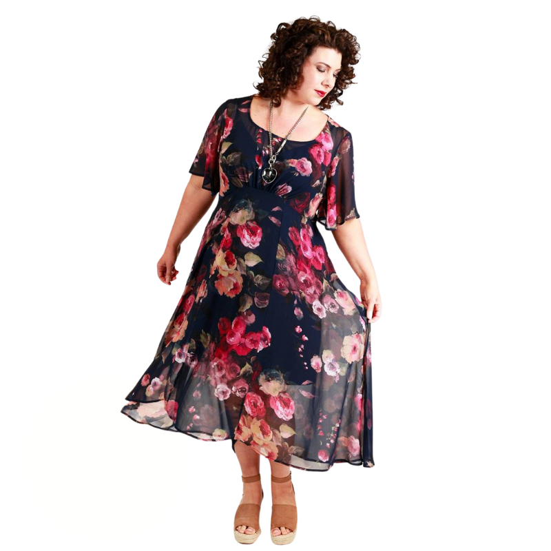 Annah S navy floral dress-XL/18