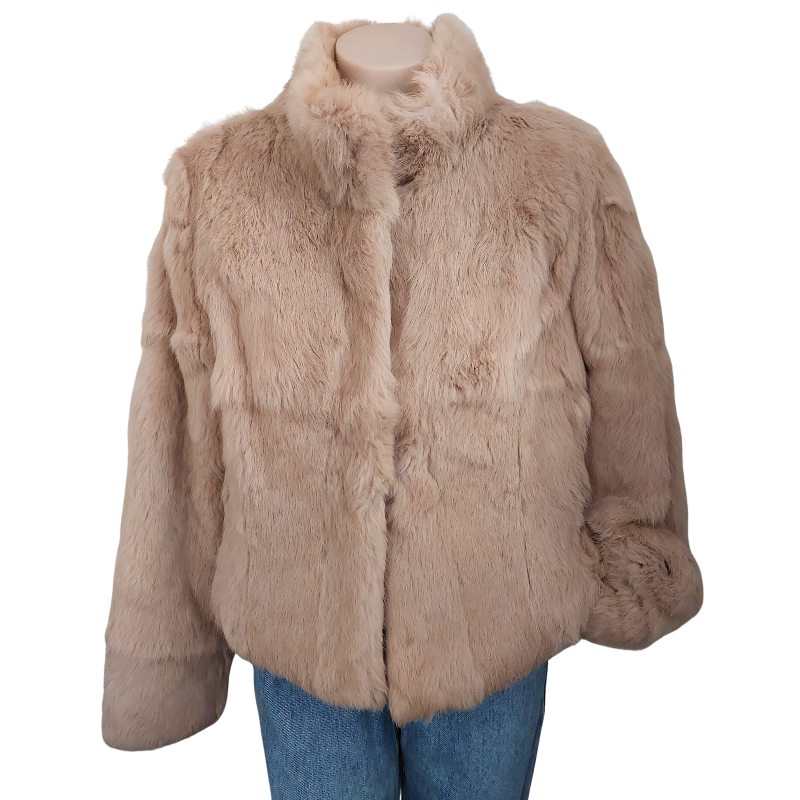 Beige genuine fur jacket, size 8-10