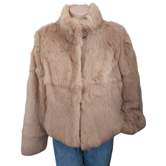 Beige genuine fur jacket, size 8-10