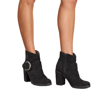 Vegan suede ankle black boots, size 7