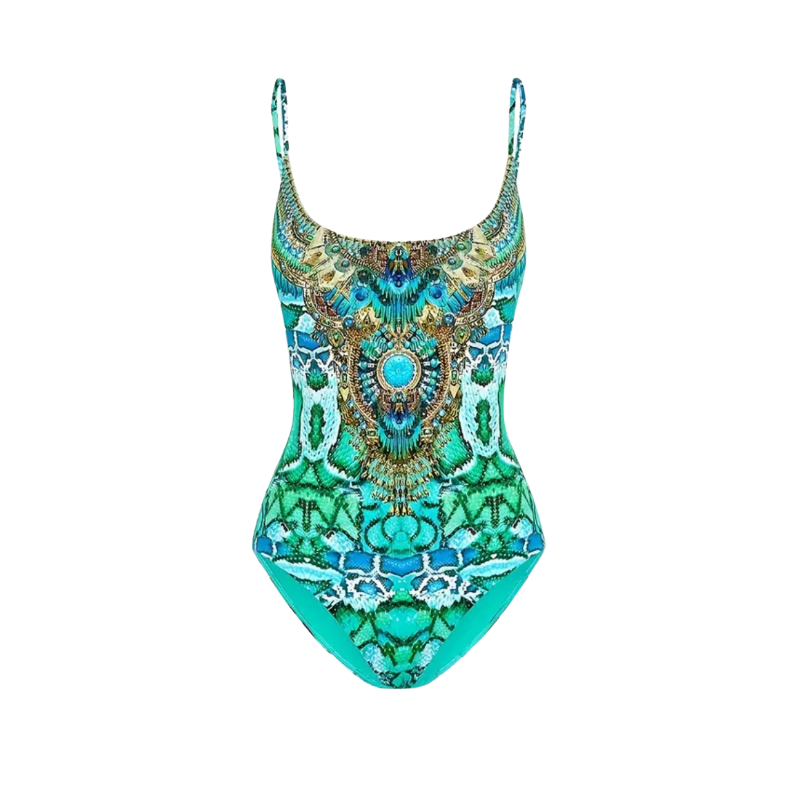 NEW green swimsuit & sarong, size 10