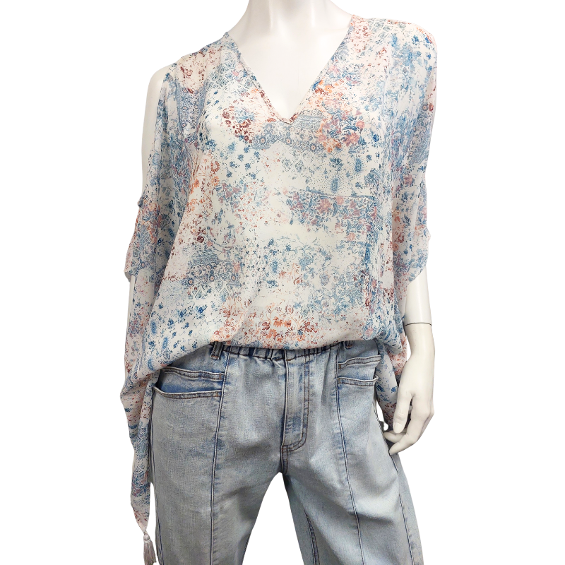 Repertoire blue floral top, size 10