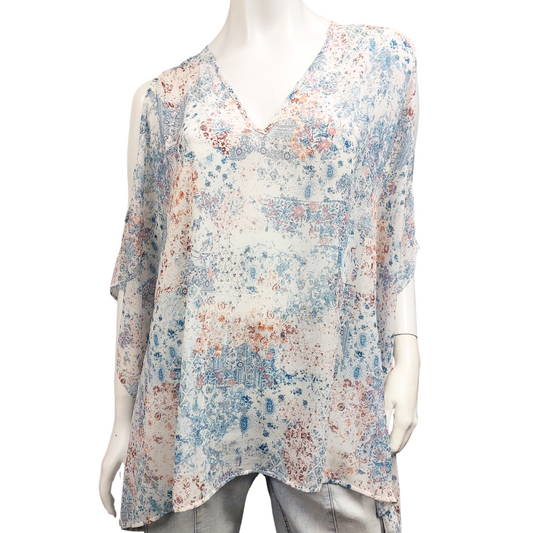 Repertoire blue floral top, size 10