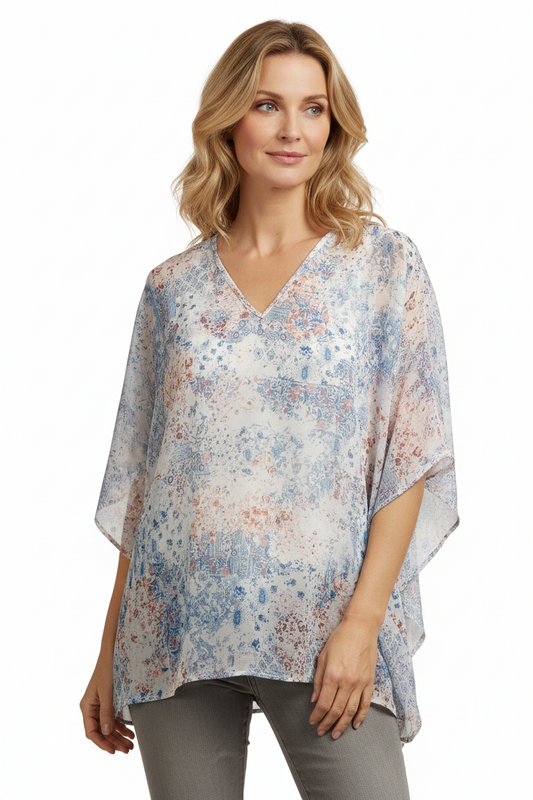 Repertoire blue floral top, size 10