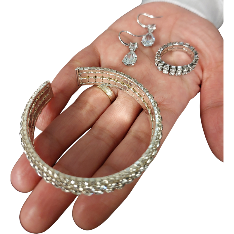 Silver diamante bling bangle - HIRE