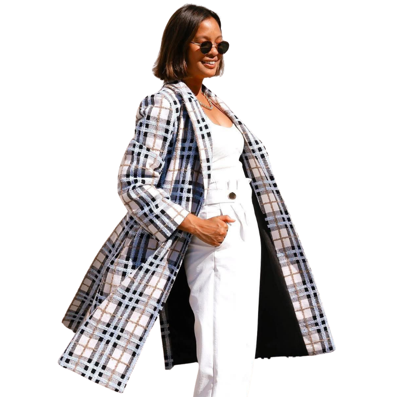 Sheike blue check coat, size 12