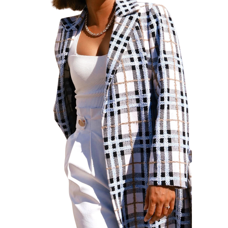 Sheike blue check coat, size 12