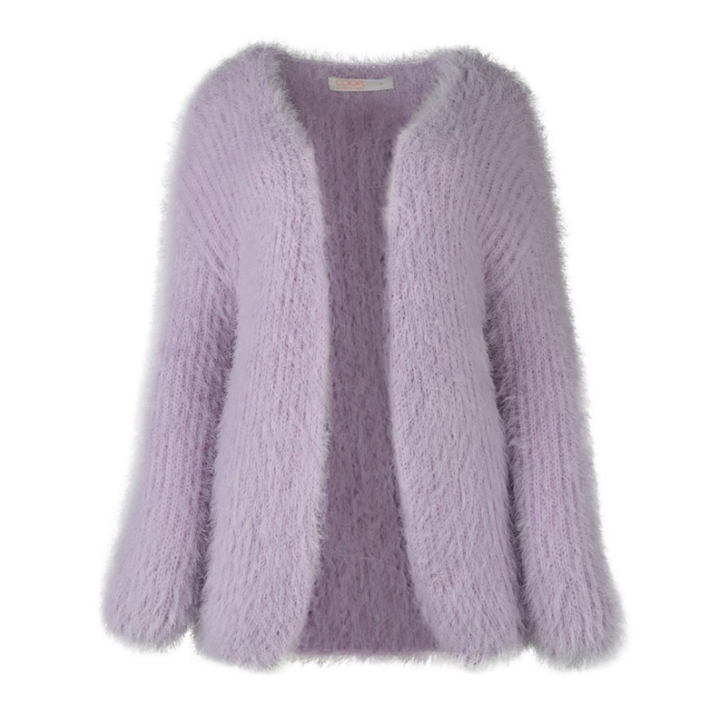 Coop lavender fluffy cardigan, size L 14-16