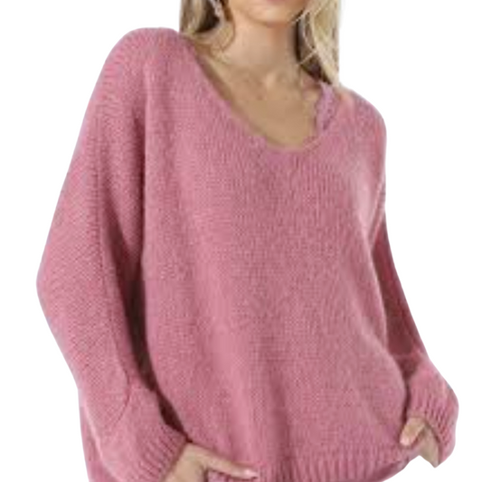 ES Italian dusky pink mohair jumper, size 10-12-14