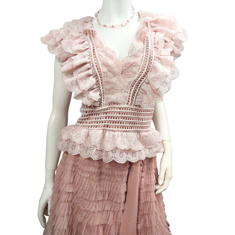 Ivory & Chain pink lace top, size 12-14
