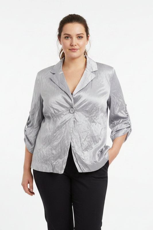 Zardi silver crushed jacket, size 18