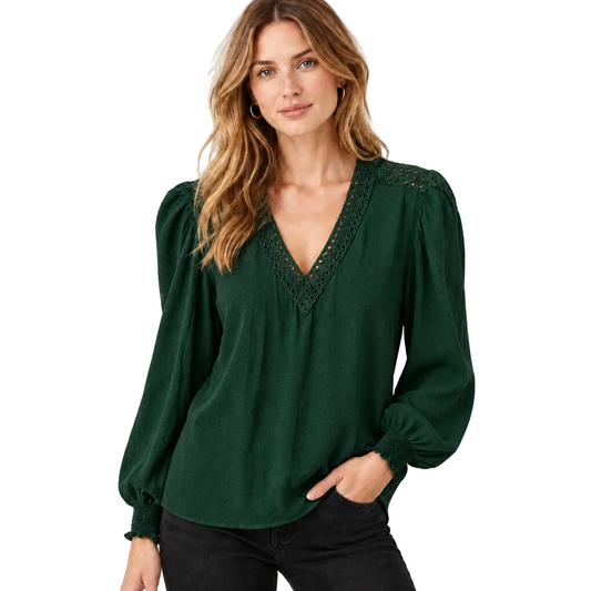 Blank green silky top size 10