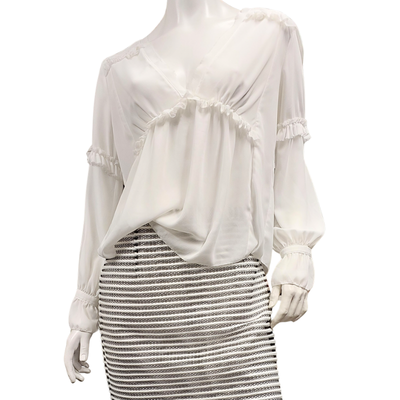 ZK Designer zoe kratzmann ivory chiffon top, size S, 10/12