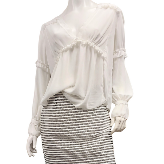 ZK Designer zoe kratzmann ivory chiffon top, size S, 10/12
