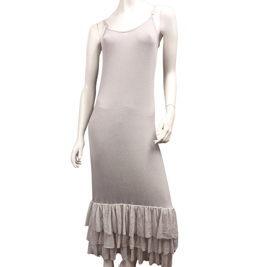 NEW Imagine grey ruffle mesh hem maxi slip, size 10-HIRE