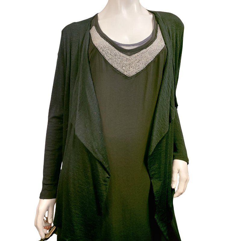 MESOP black merino cardigan, size S 12