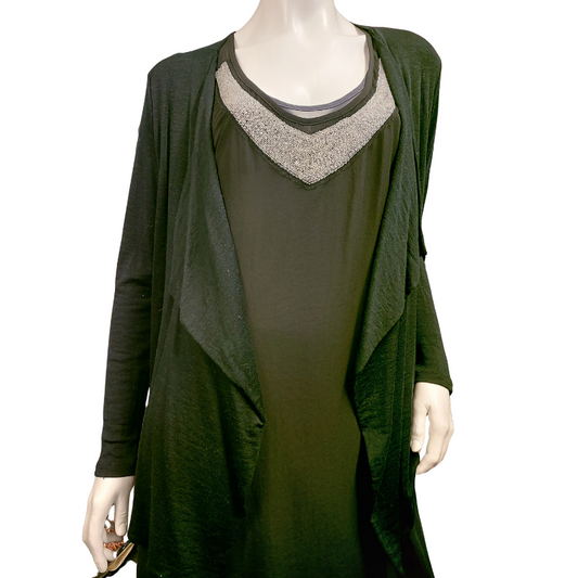 MESOP black merino cardigan, size S 12