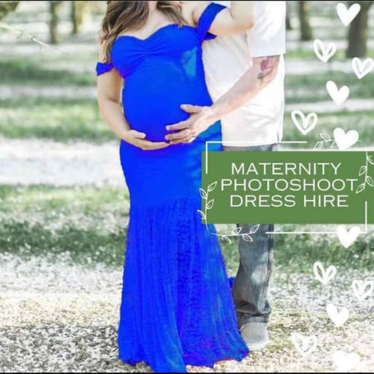 Blue lace formal/maternity photo shoot dress, size 12-14