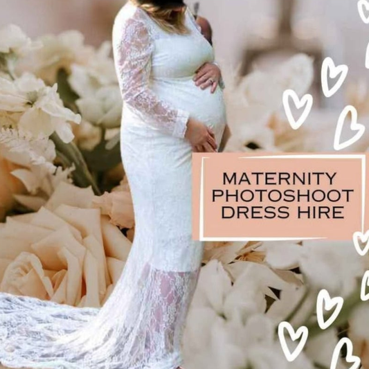 Ivory lace photo shoot maternity dress, size 14-16