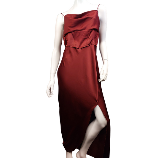 Wine silky formal dress, size 16-18
