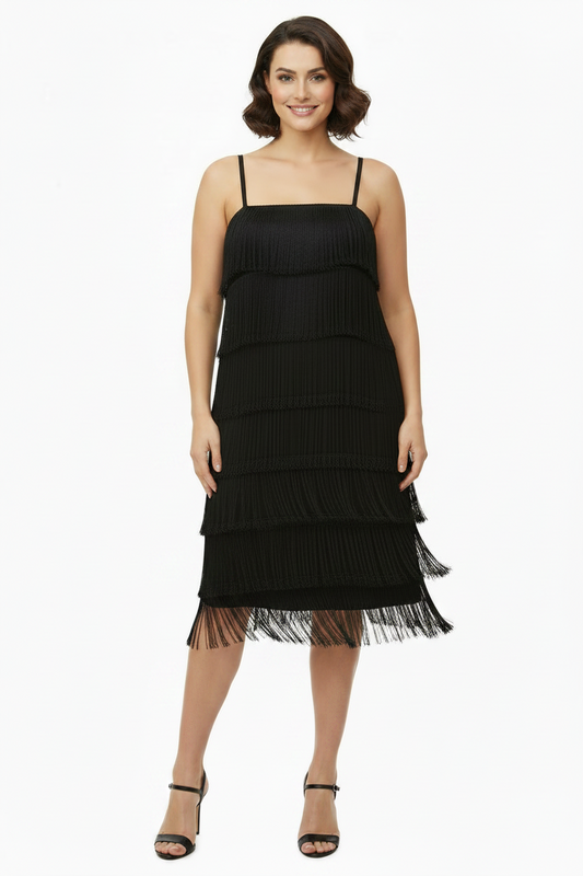 Black tassel Gatsby/Flapper formal dress, size 18