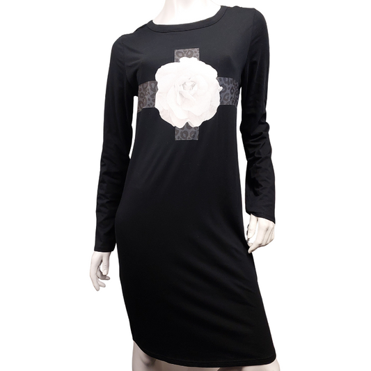 STELLA + GEMMA black & white rose print dress, size 12