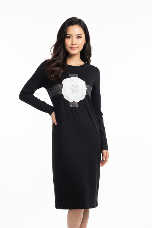STELLA + GEMMA black & white rose print dress, size 12