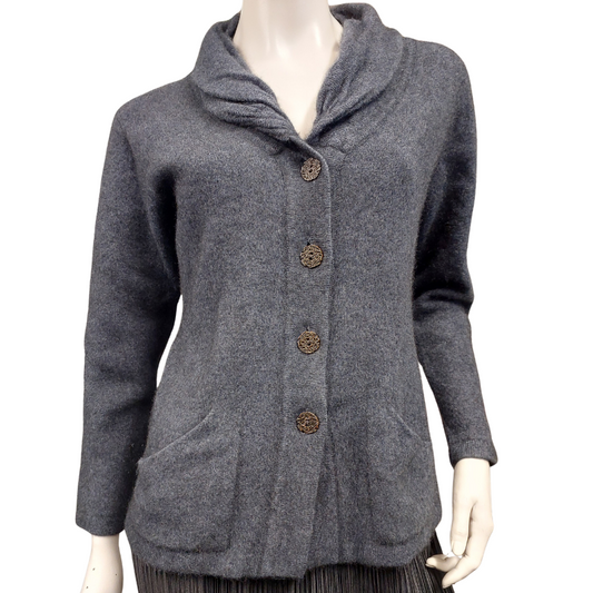 Merino Possum charcoal/ navy cardigan, size M