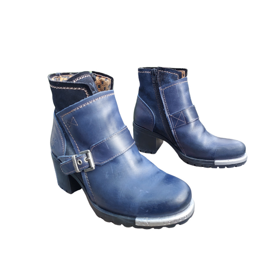 Fly London navy blue genuine leather boots, size 38/7