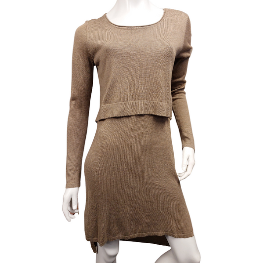 Madison Square light brown high low cotton dress/ top size 12