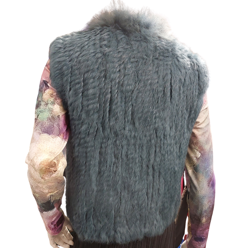 Genuine teal rabbit fur vest,  size 10