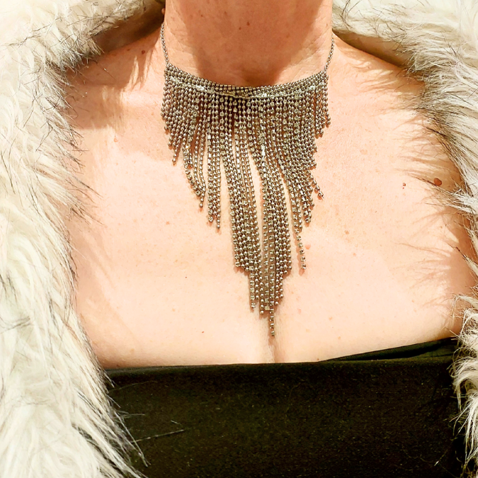 Silver bling chain necklace