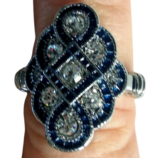 New Sim sapphire silver bling ring