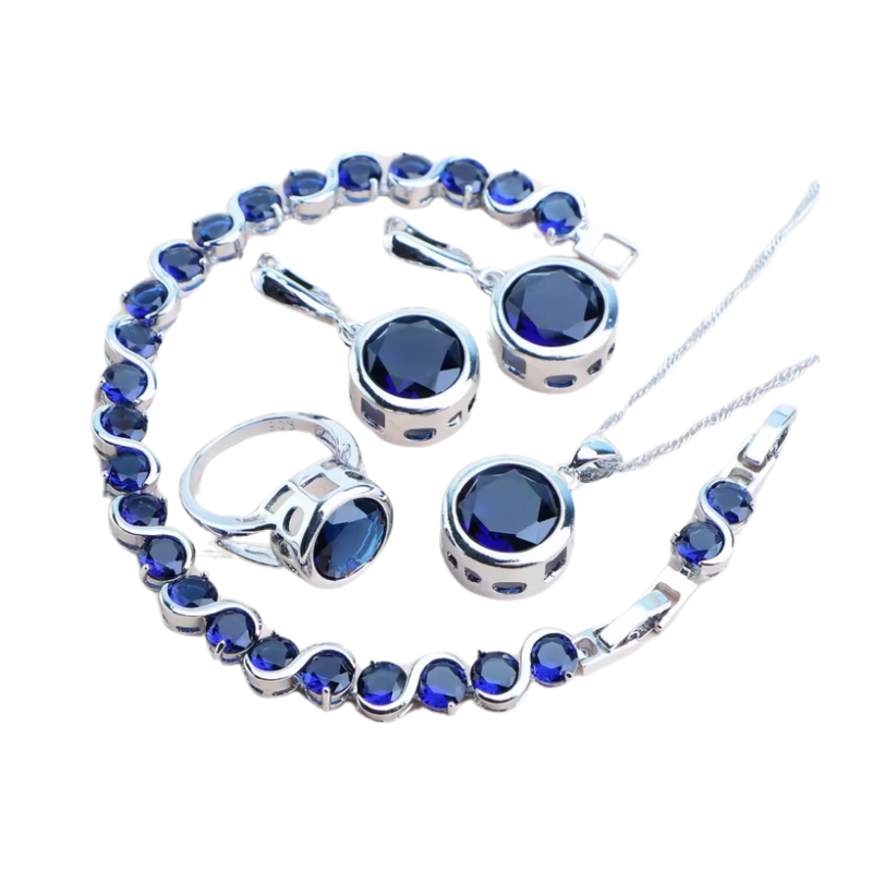 NEW SIM gemstone silver plated earrings, bracelet & ring, choice of colours